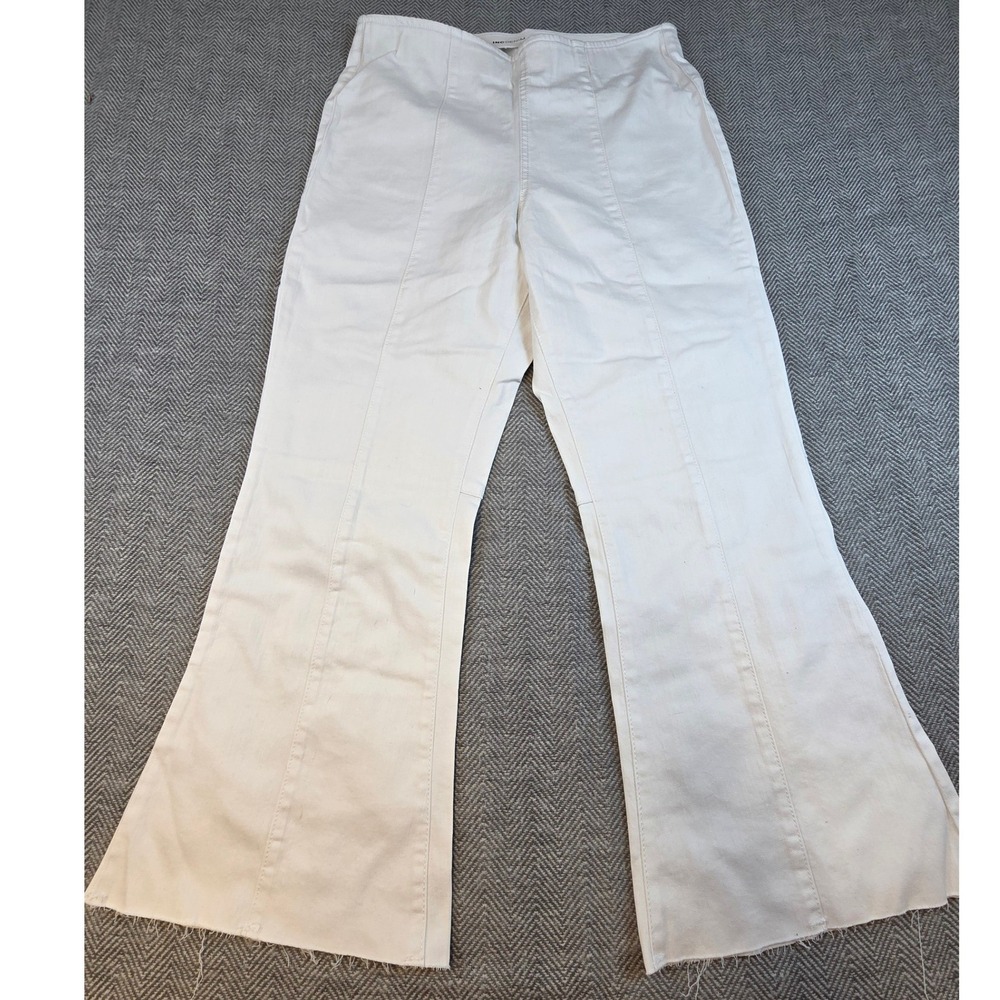 INC International Concepts Womens White Pull On Flare Jeans Raw Hem Size 12/31